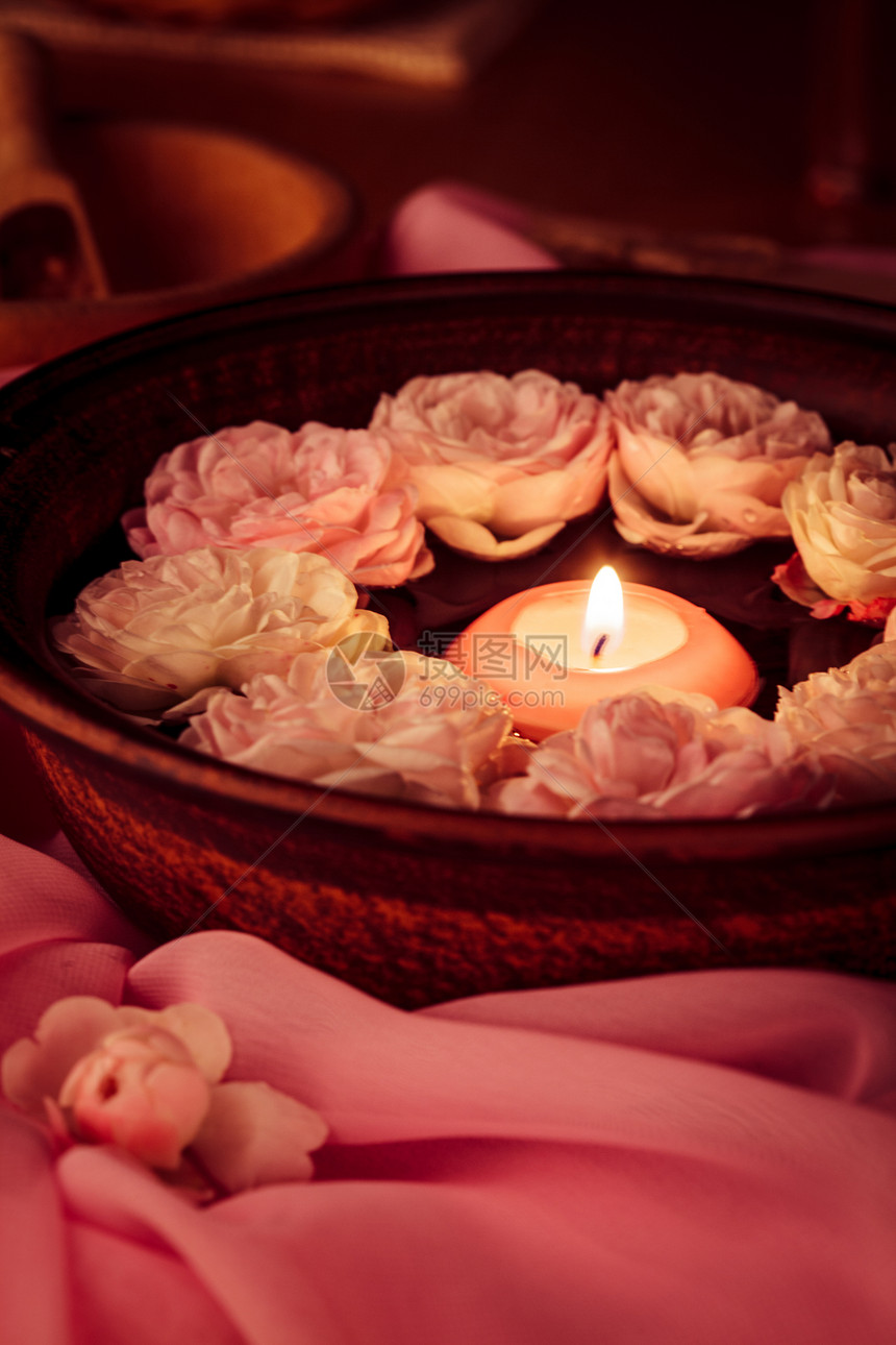 Spa 放松玫瑰疗法植物群温泉芳香沙龙蜡烛治疗冥想福利图片