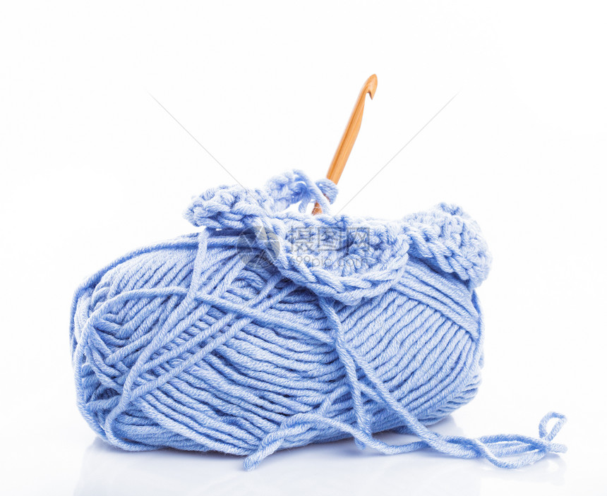 与世隔绝的针织针线活棉布衣服羊毛蓝色工艺纺织品宏观细绳图片