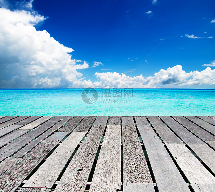 热带海洋蓝色天空海岸晴天阳光假期海景海浪冲浪天堂图片