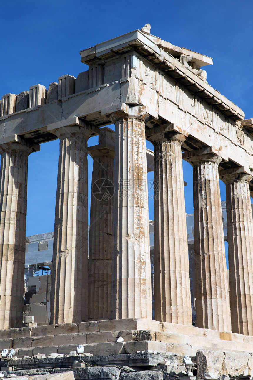 雅典大都会教友会装修石头改造翻拍雕像石工衰变寺庙建筑废墟图片