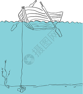 游艇木头海洋血管座位漂浮插图蓝色戒指卡通片运输背景图片