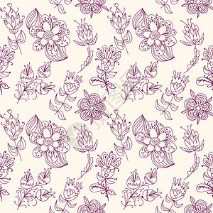 无缝纹理 配有等质花插图装饰风格纺织品花园玫瑰滚动卡通片卷曲花瓣背景图片