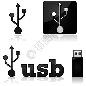 USB 图标工具反射记忆读者电缆外设插图收费技术背景图片