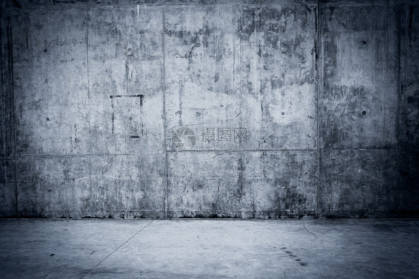 格朗吉混凝土墙和地板作为背景庇护所岩石灯光金库石墙石灰石房间古铜色细胞蓝色图片