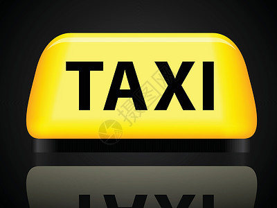 出租车标志带有背景的黄色计程车牌插画