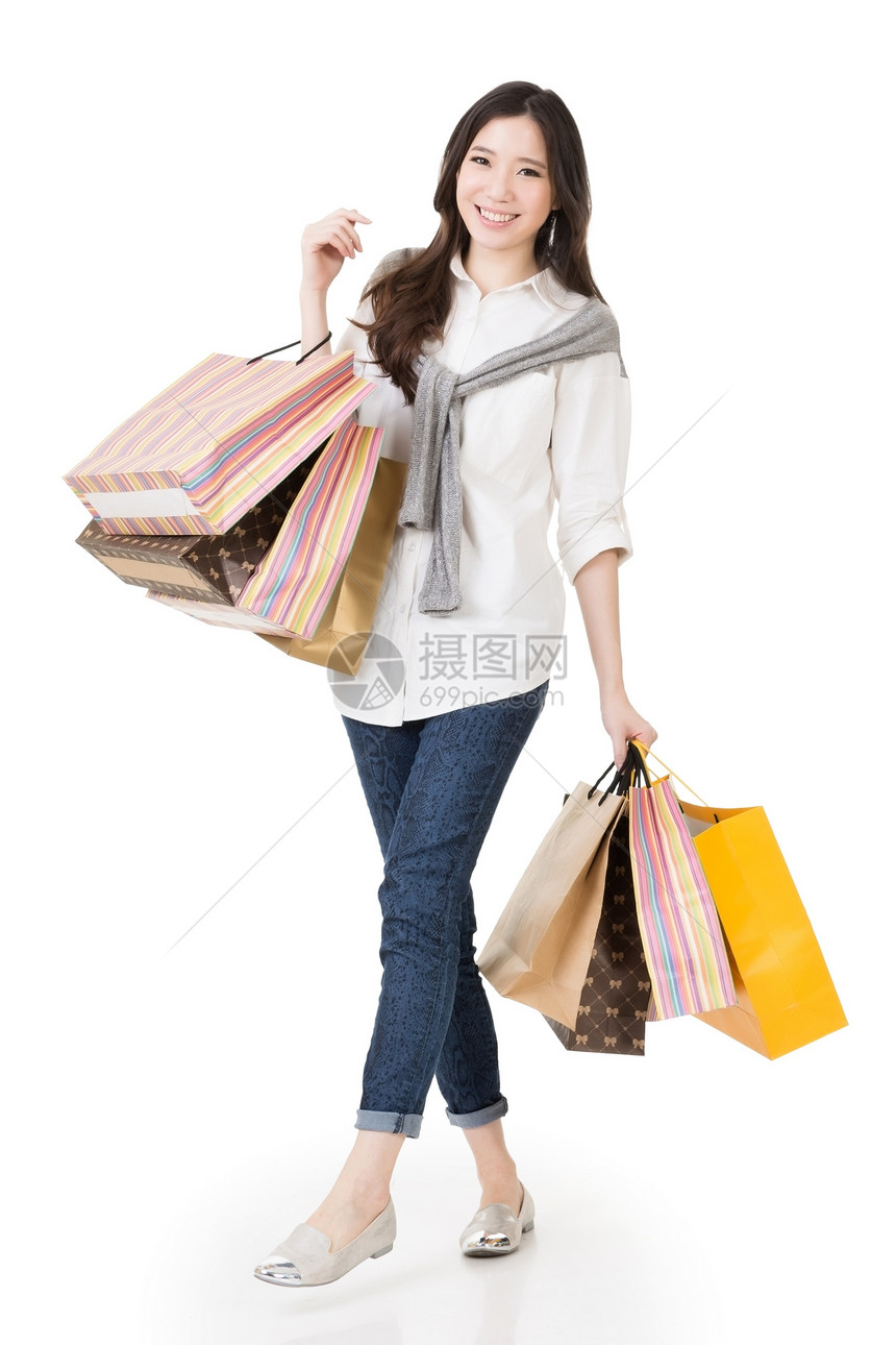 亚洲妇女购物乐趣顾客女性快乐销售消费者喜悦购物中心零售幸福图片