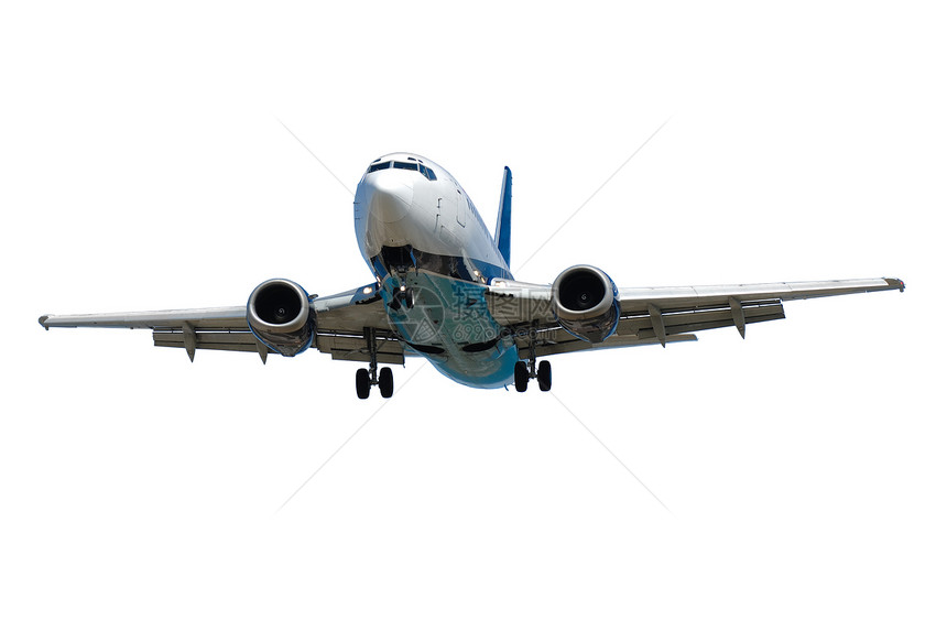 在白色背景上孤立的平面飞机场飞行翅膀齿轮土地旅游货物航空旅行民间图片