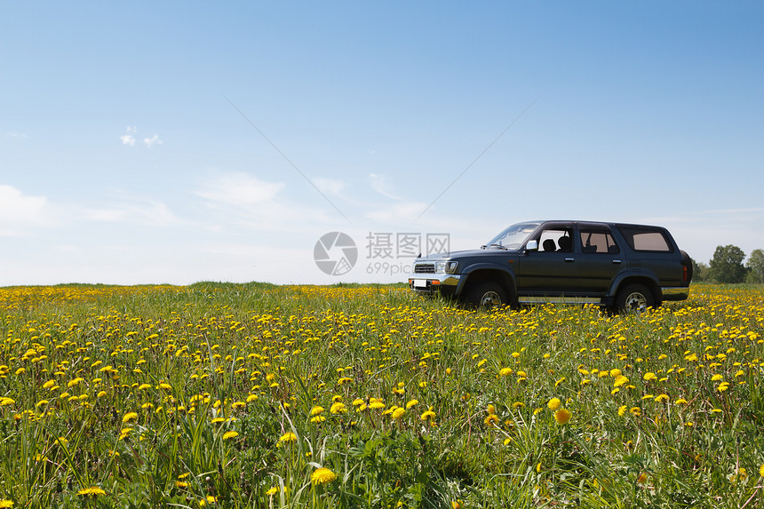 汽车车草地车辆场地地平线乡村生活天空旅行黄色风景图片