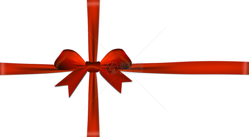 带红弓横穿丝带 白背景的红弓被隔绝季节设计红带圣诞礼物风格销售插图徽章环形包装图片