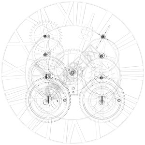 齿轮透明素材时钟机制 电线框架技术金属小时时间科学插图齿轮计时器工业机器背景