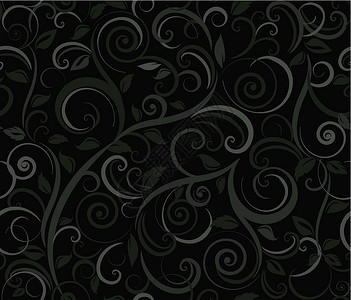 铁锹黑色花具Florol 抽象背景 无缝灰色装饰品正方形纹理风格金属装饰黑色插图艺术插画