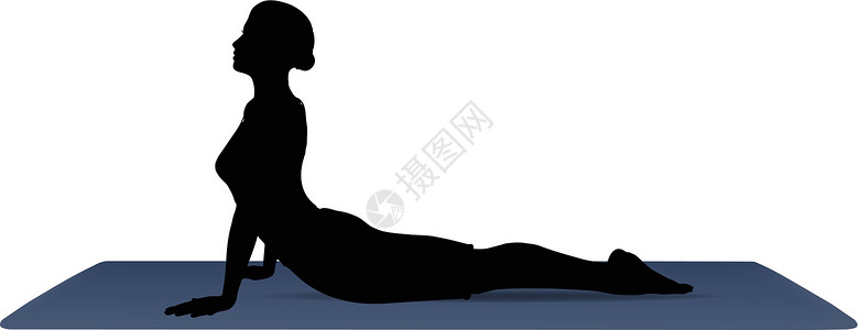 Cobra Pose 瑜伽位置的矢量插图冥想女孩姿势运动女士眼镜蛇身体训练数字女性设计图片