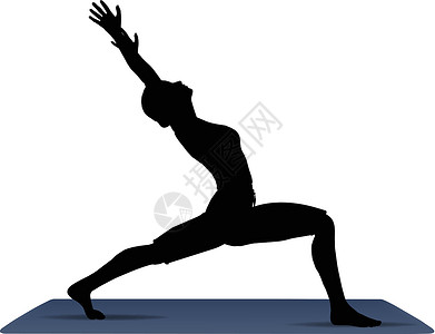 勇士波斯瑜伽位置的矢量插图数字女士运动健身房黑色女孩姿势女性冥想训练设计图片