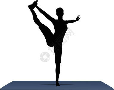 体操垫瑜伽垫上瑜瑜伽的瑜伽姿势矢量说明黑色女士插图身体女孩运动训练数字健身房女性设计图片
