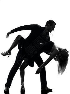 一对男男女女舞蹈舞者 萨尔萨摇滚摇篮探戈阴影成年人舞厅岩石白色夫妻背景图片