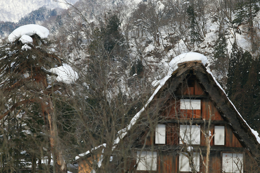 白川去村小屋房子村庄瀑布合掌建筑遗产白川运河住宅世界遗产图片