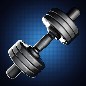 蓝色背景的金属哑铃训练运动力量锻炼杠铃生活举重活动肌肉饮食背景图片