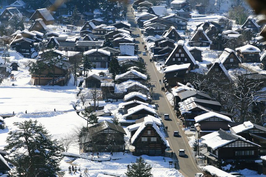日本白川地村的景点小屋地标村庄合掌建筑学历史房子建筑遗产住宅图片