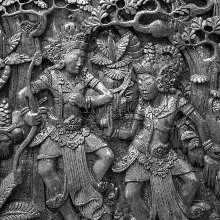 印度传统的黑白印度艺术雕刻的黑色和白色压花工艺黑与白宗教图片