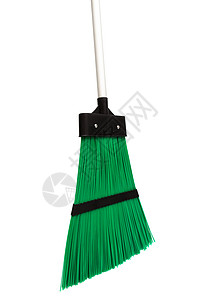 绿扫帚塑料家务扫把工具白色绿色拖把打扫黑色背景图片