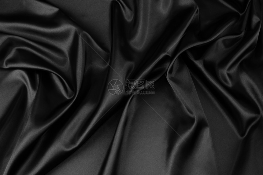 丝织天鹅绒黑色柔软度曲线材料亚麻涟漪宏观纺织品床单图片