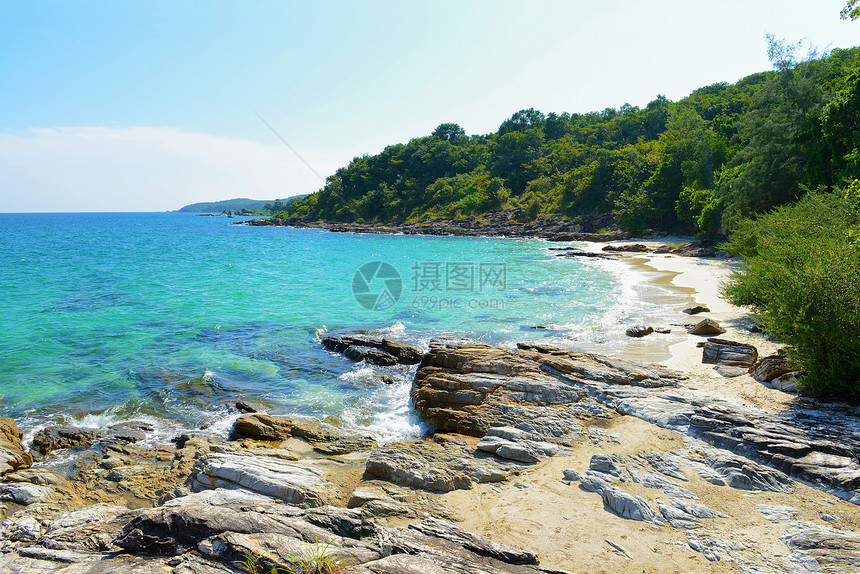 泰国科赫岛热带海滩和海的热带海滩和海洋假期场景阳光休息天气旅游海浪旅行晴天游客图片