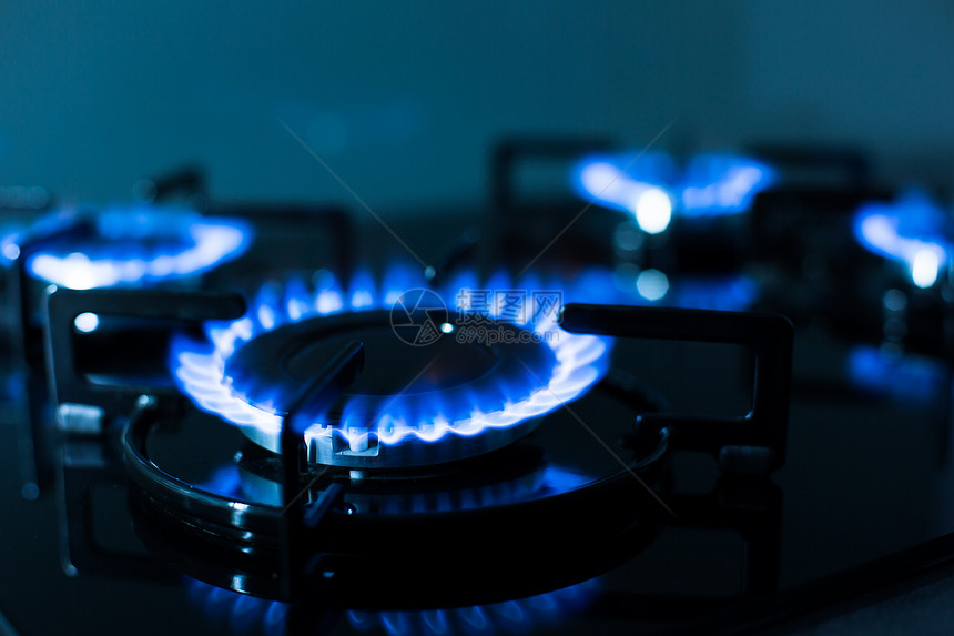 煤气炉灶show DoF圆圈丙烷火焰危险甲烷丁烷蓝色燃料烤箱气体图片