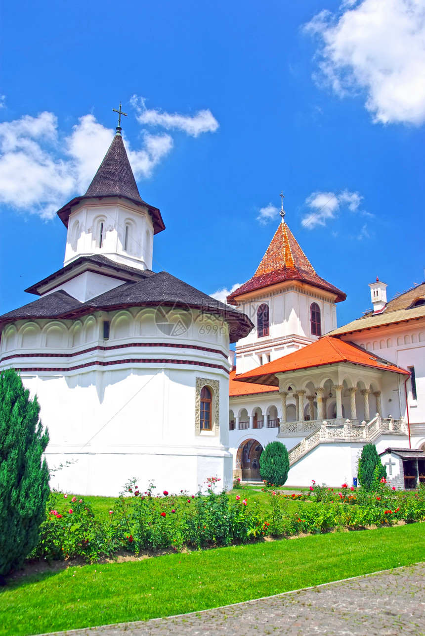 旧东正教修道院地标建筑学堡垒大教堂教会拱廊回廊石头宗教旅游图片