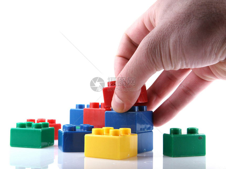 塑料建筑块游戏立方体白色战略活动模块幼儿园建筑构造团体图片