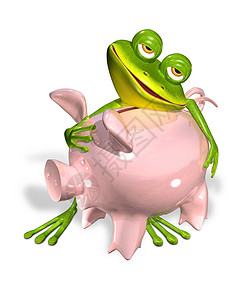 粉红色青蛙罐子绿青蛙和小猪银行蜥蜴存钱罐情绪壁虎眼睛沉思好奇心动物舌头钱盒背景