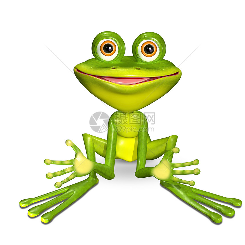绿青蛙情绪冥想动物微笑渲染绿色沉思舌头喜悦动物群图片
