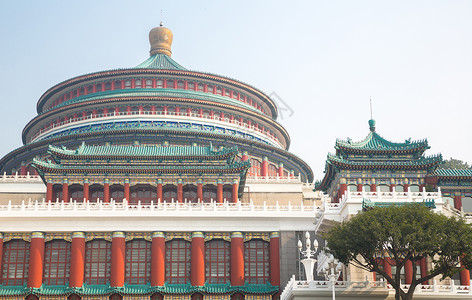重庆万人大会堂古董纪念碑红色大厅建筑学建筑城市文化艺术背景图片