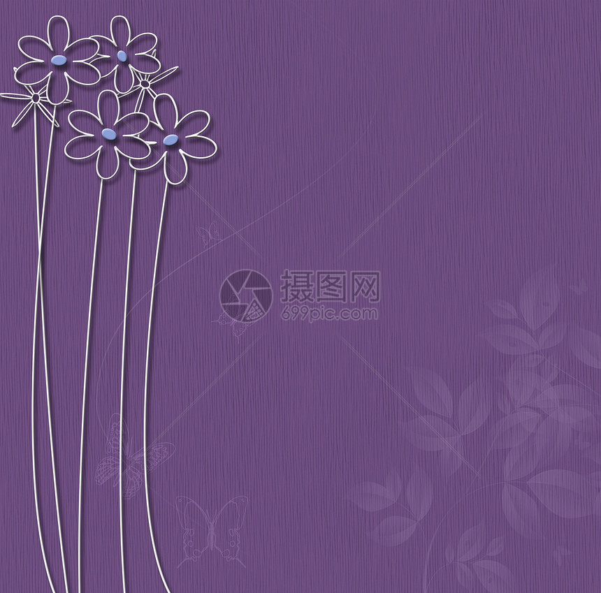 带白花的紫色背景季节白色婚礼绘画情人乐趣框架植物学模组插图图片