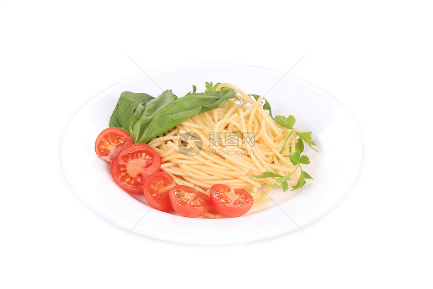 番茄和辣椒意大利面小麦烹饪午餐食谱餐厅食物营养盘子美食白色图片