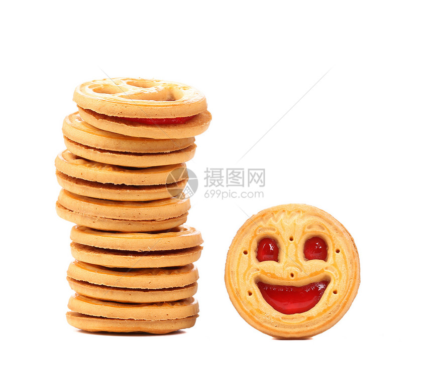 微笑饼干的堆叠坚果食物麦片巧克力传统小吃收藏美食拼贴画橙子图片
