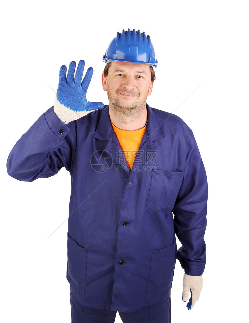 工人佩戴橡胶手套图片