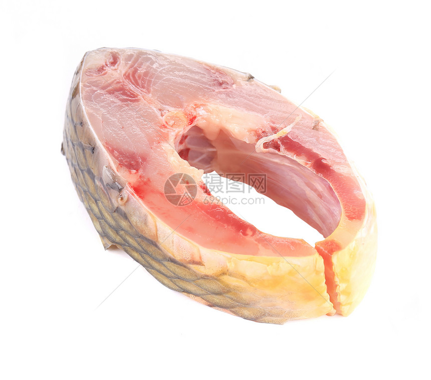 Raw carp鱼排结海鲜小吃食物美食厨房骨头粉色鲤鱼淡水营养图片