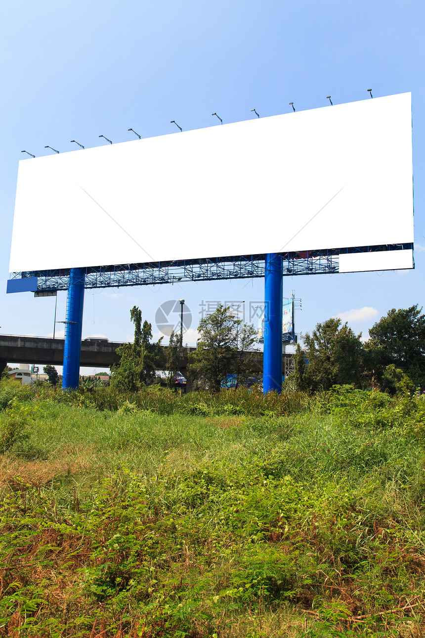 户外广告牌空白营销市场白色木板横幅广告街道公告路标图片
