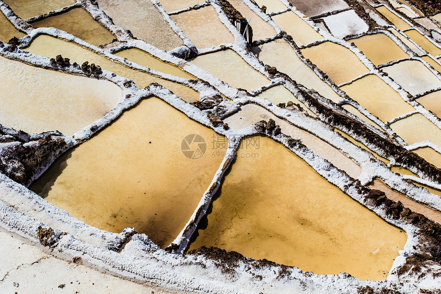 秘鲁 Pre Inca传统盐矿萨利纳斯天线盆地历史性平底锅海鳗盐碱地旅行游客山坡生产图片