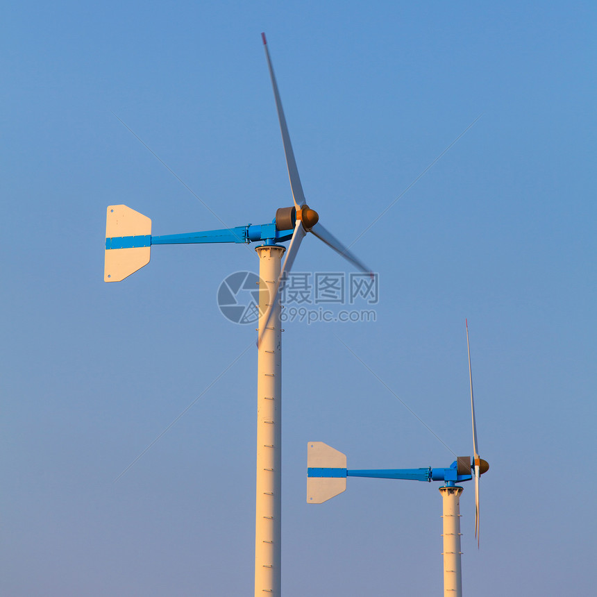 风力涡轮机生态风车发电机技术全球农场环境蓝色力量金属图片