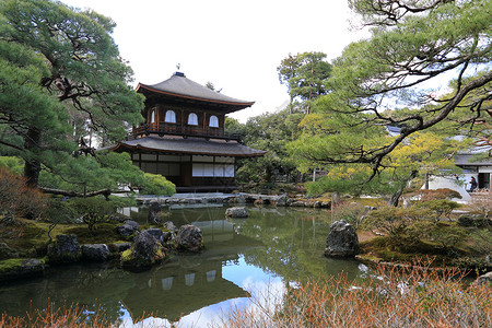 银殿的金阁二寺观光风景旅游池塘花园宗教寺庙旅行地标高清图片