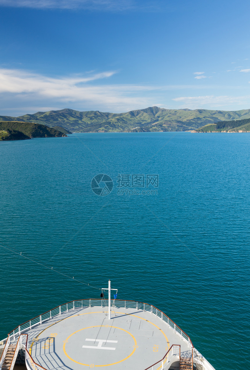 新西兰Akaroa海岸线农田游轮旅游山脉海岸半岛旅行农村爬坡港口图片