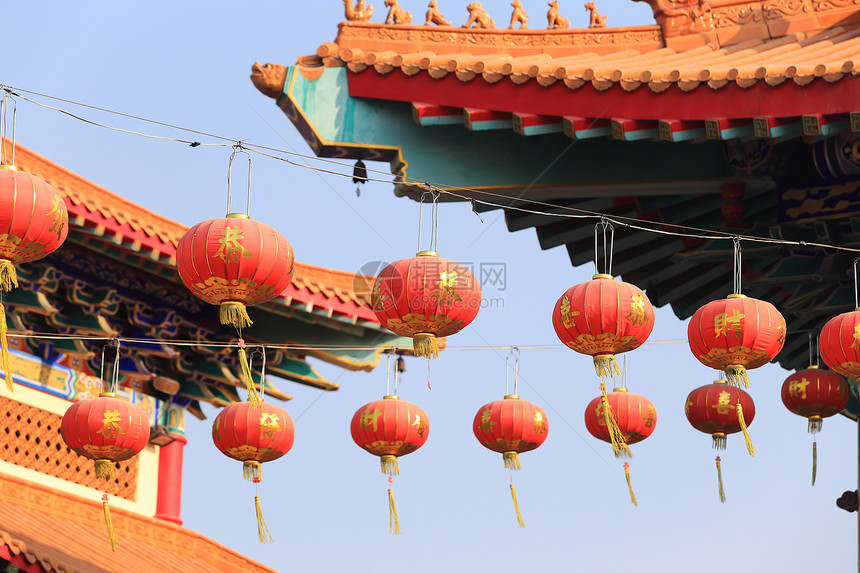 在新年节日的中国灯笼风格祷告旅行宗教文化装饰品装饰繁荣寺庙庆典图片
