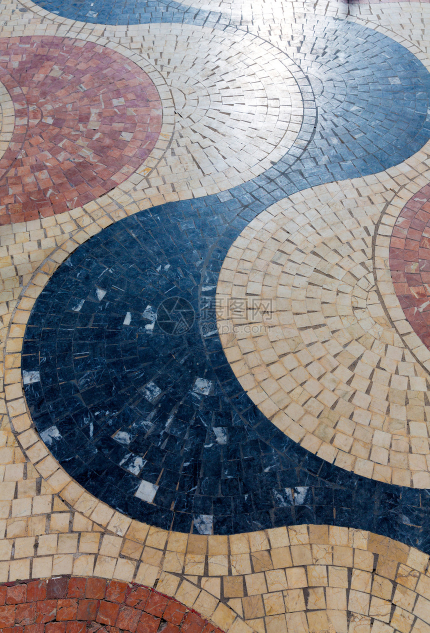 西班牙大理石瓷砖混凝土图案社区蓝色旅行马赛克路面太阳地板地面城市假期图片