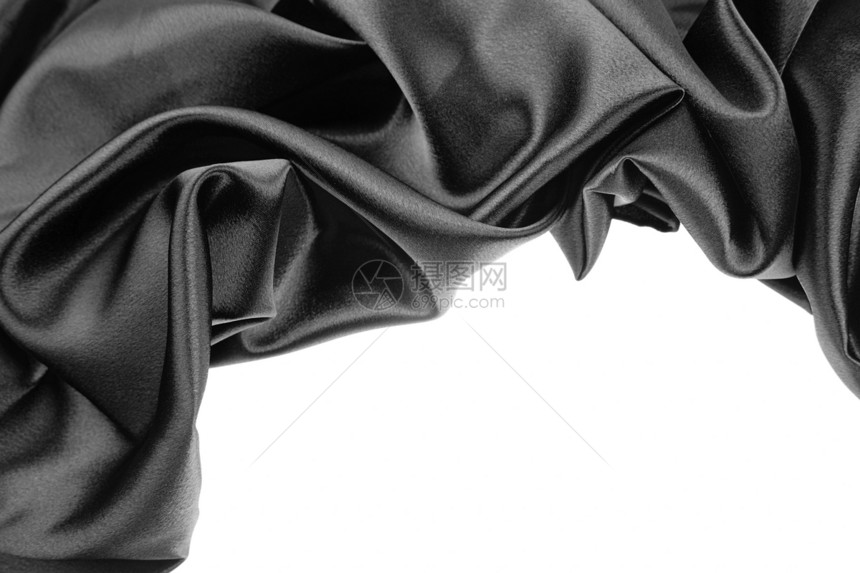 黑丝绸纺织品褶皱窗帘波纹柔软度材料宏观天鹅绒面料丝绸图片