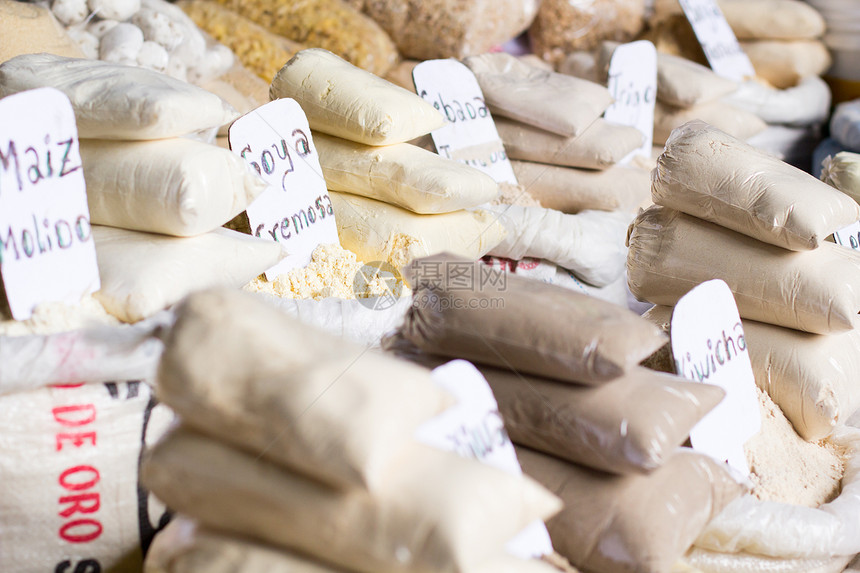 秘鲁的传统粮食市场 15蔬菜种子粉末商品豆类小麦饮食食物杂货素食图片