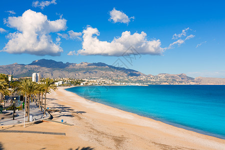 胡杨林宝石滩Alicante西班牙白宝石的海滩蓝色太阳旅行支撑石头环境海洋海岸线假期背景