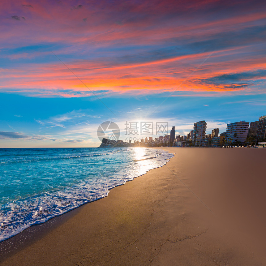 西班牙海滩日落酒店海岸线波浪地标海岸海景天空公寓城市建筑图片