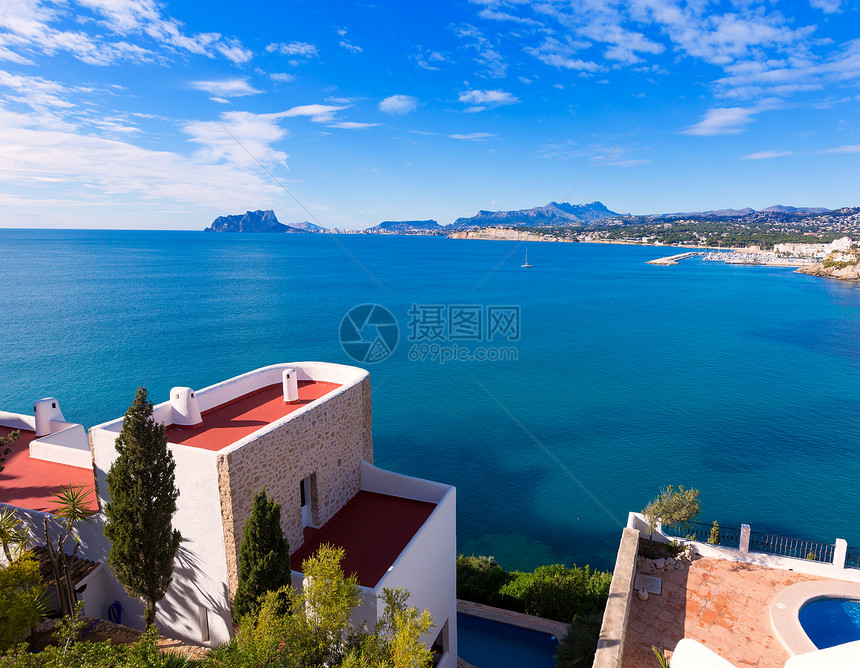 Alicante的地中海住房天气胰岛蓝色白色地标景点太阳波纹地平线房屋图片