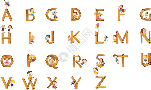 孩子字母表女孩男生孩子们数字语言小号背景图片